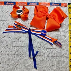 Kids Florida Gator Hair Bow Set - Orange and Blue
